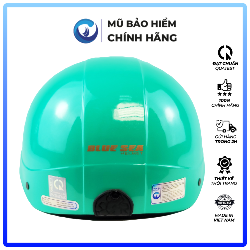 Mũ Bảo Hiểm 1/2 Đầu Blue Sea A104 - Màu Xanh Ngọc