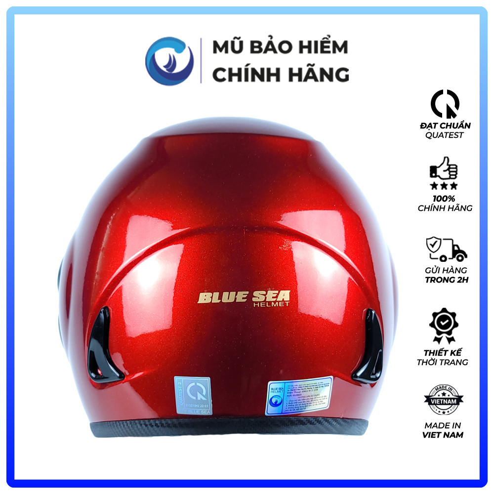 Mũ Bảo Hiểm 3/4 Đầu Có Kính Blue Sea A102K - Màu Đỏ Đô