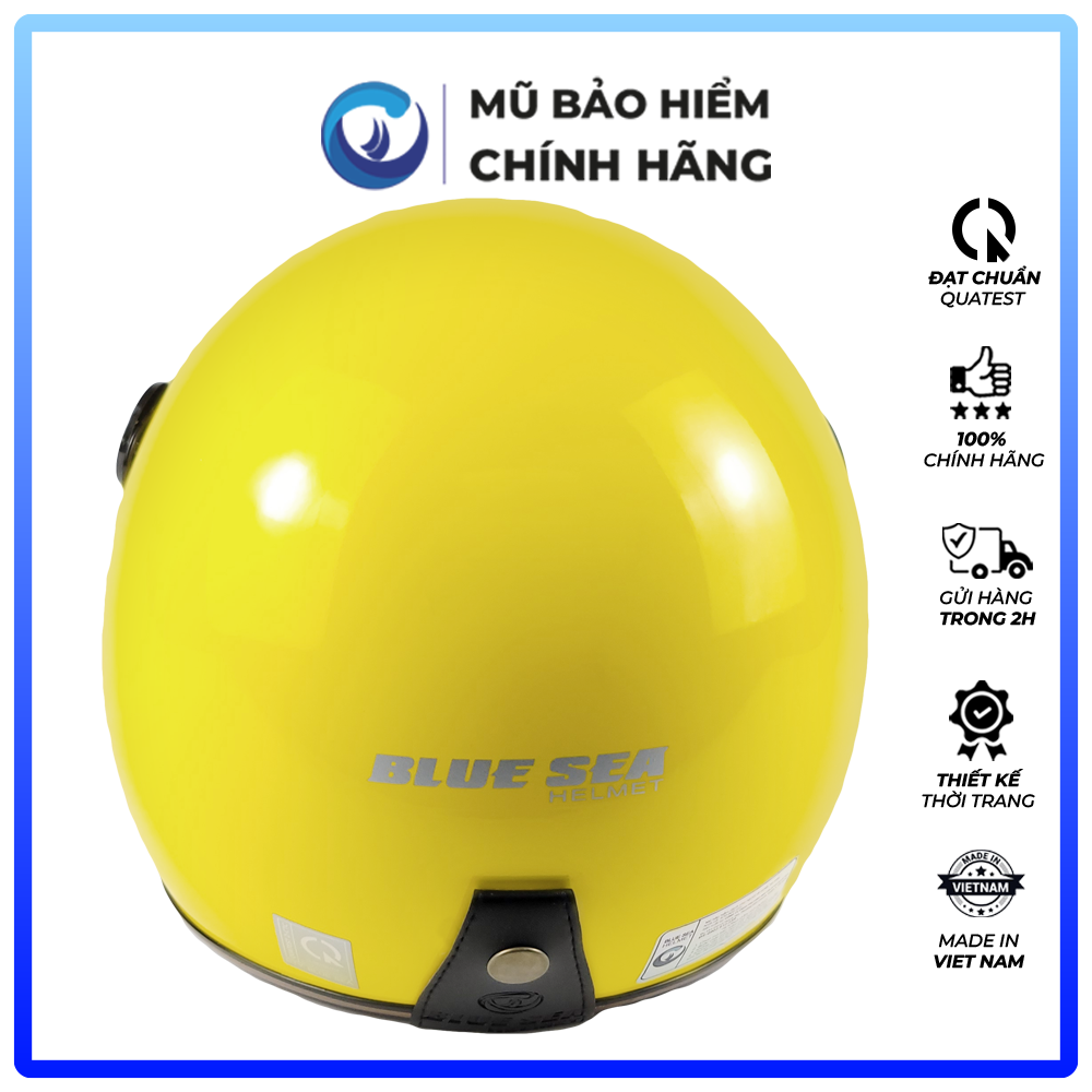 Mũ Bảo Hiểm 3/4 Đầu Có Kính Blue Sea A100K Màu Vàng Bóng