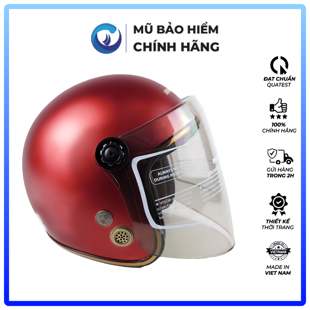 Mũ Bảo Hiểm 3/4 Đầu Có Kính Blue Sea A100K - Nhiều Màu - Chính hãng