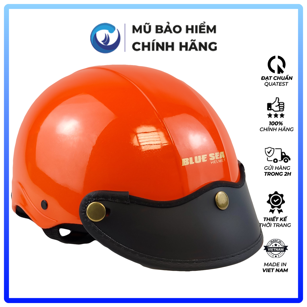 Mũ Bảo Hiểm 1/2 Đầu Blue Sea A104 - Màu Cam