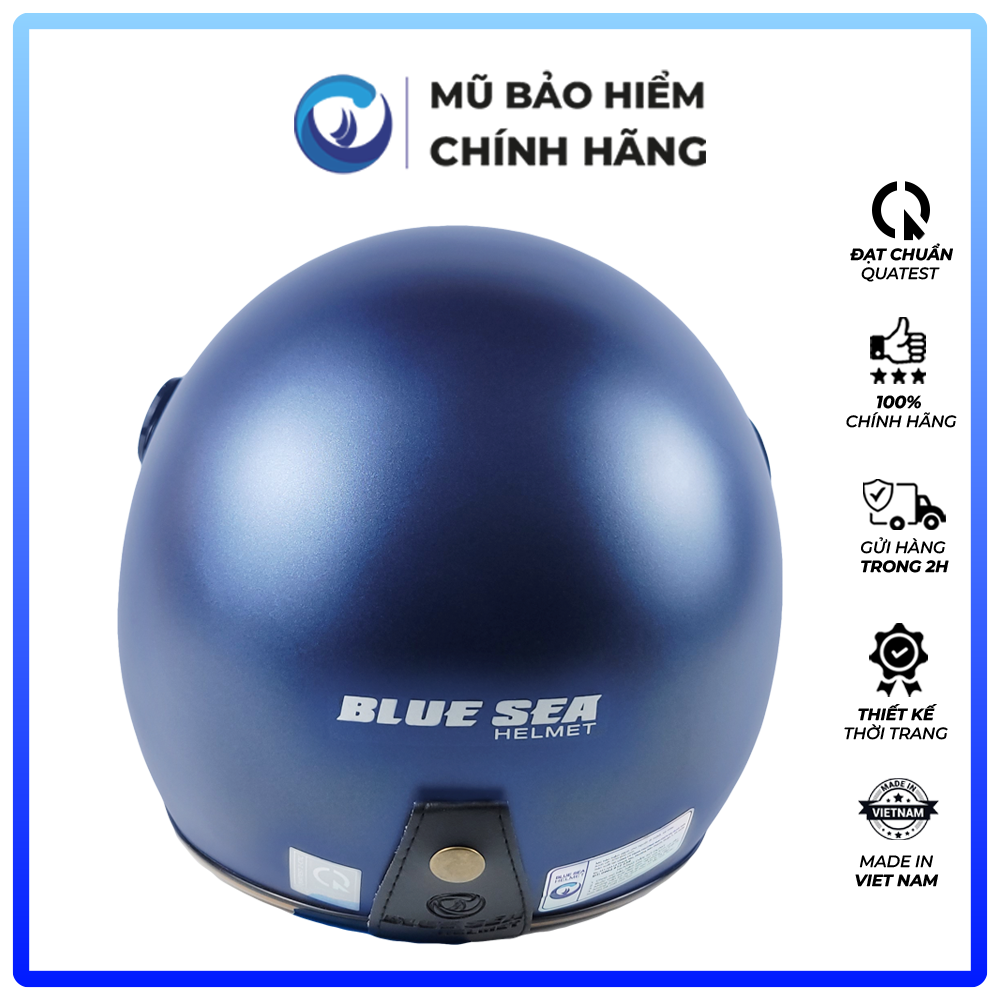 Mũ Bảo Hiểm 3/4 Đầu Có Kính Blue Sea A100K Màu Xanh Navy Mờ