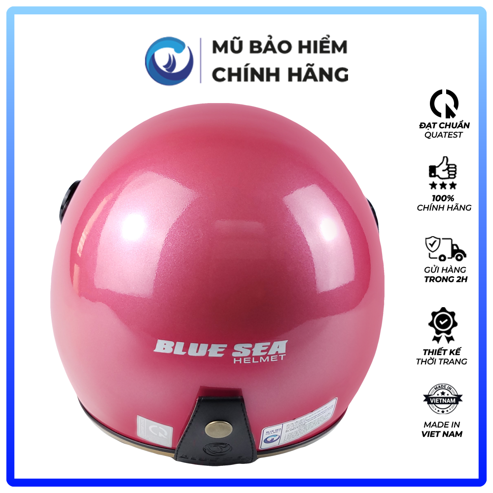 Mũ Bảo Hiểm 3/4 Đầu Có Kính Blue Sea A100K Màu Hồng Nhũ Bóng