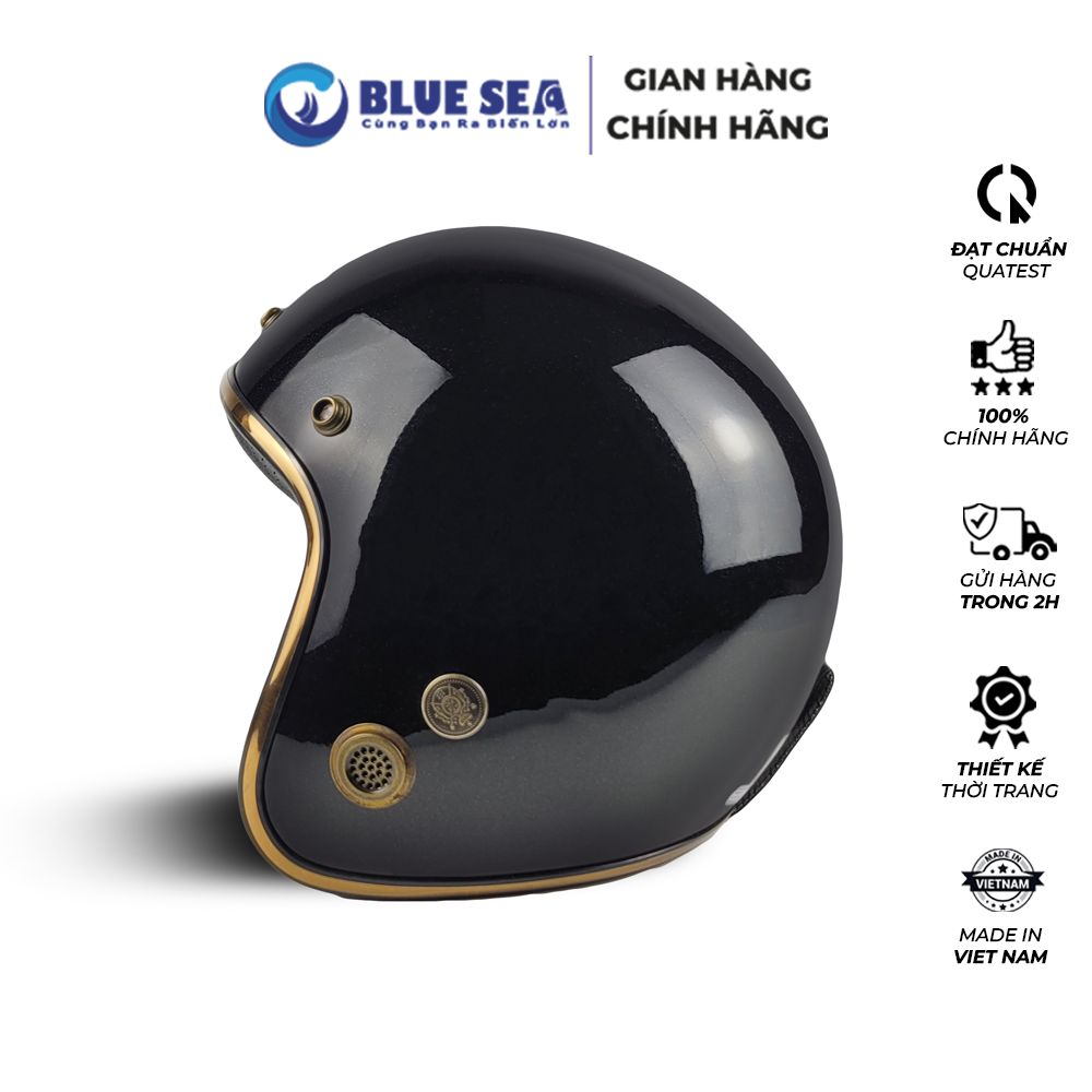 [TẶNG MỎ ] Mũ Bảo Hiểm 3/4 đầu Blue Sea BL34A101 - Kính Rời M139 - Sơn Bóng Cao Cấp - Hàng chính hãng