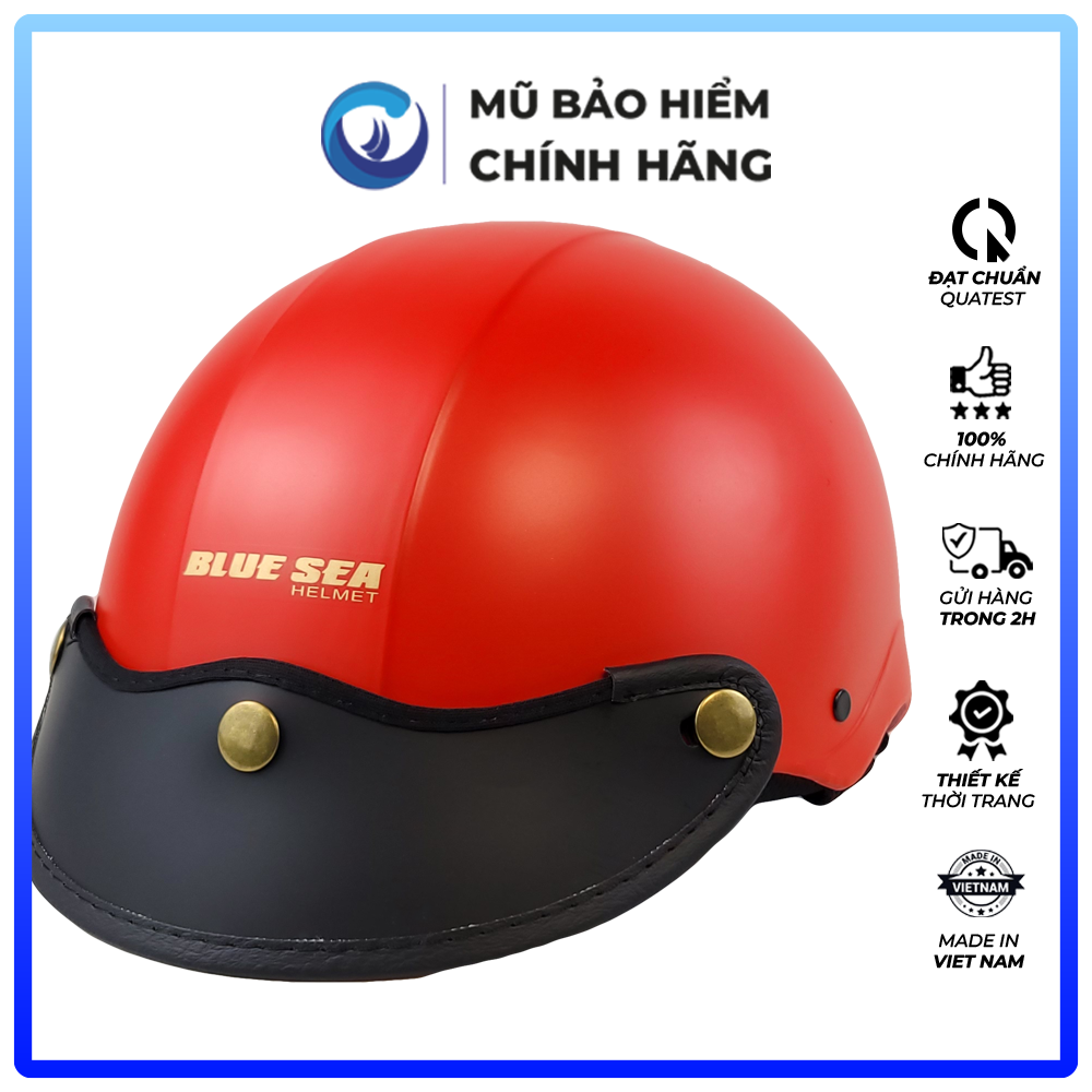 Mũ Bảo Hiểm 1/2 Đầu Blue Sea A104 - Màu Đỏ Tươi