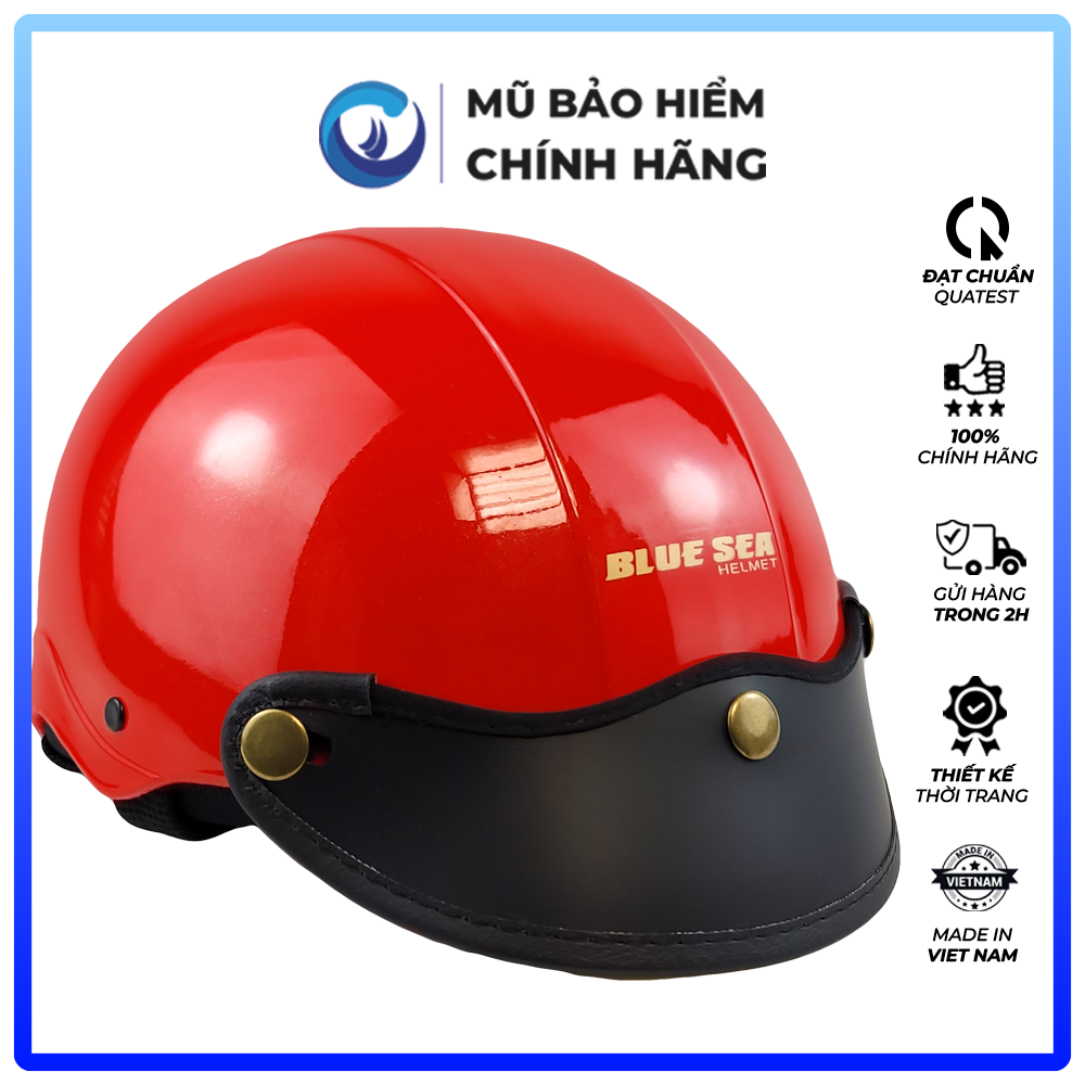 Mũ Bảo Hiểm 1/2 Đầu Blue Sea A104 - Sơn cao cấp