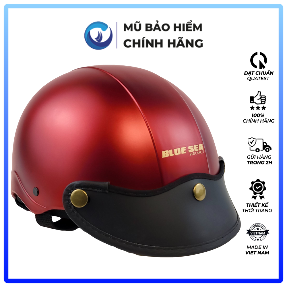 Mũ Bảo Hiểm 1/2 Đầu Blue Sea A104 - Màu Đỏ Đô - Chính Hãng