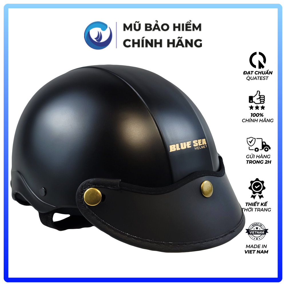 Mũ Bảo Hiểm 1/2 Đầu Blue Sea A104 - Màu Đen