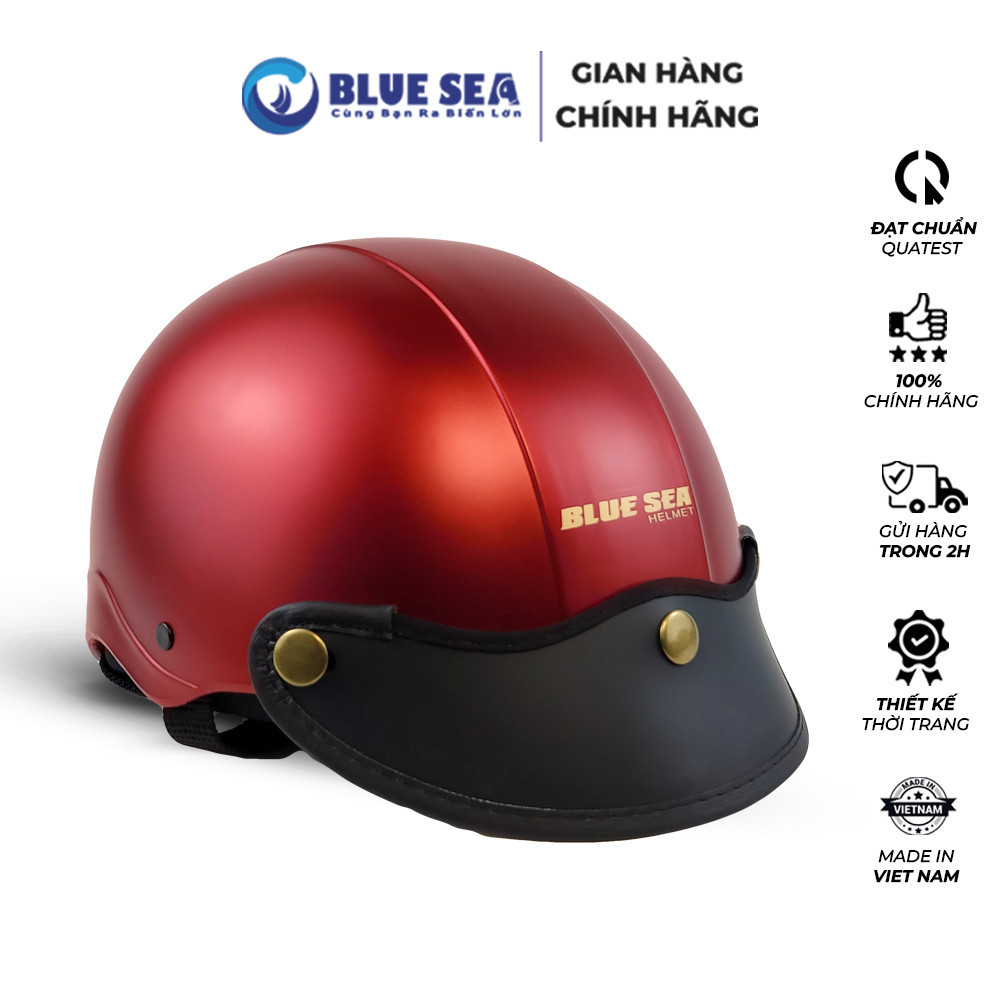 Mũ Bảo Hiểm 1/2 Đầu Blue Sea A104 - Màu Đỏ Đô - Chính Hãng