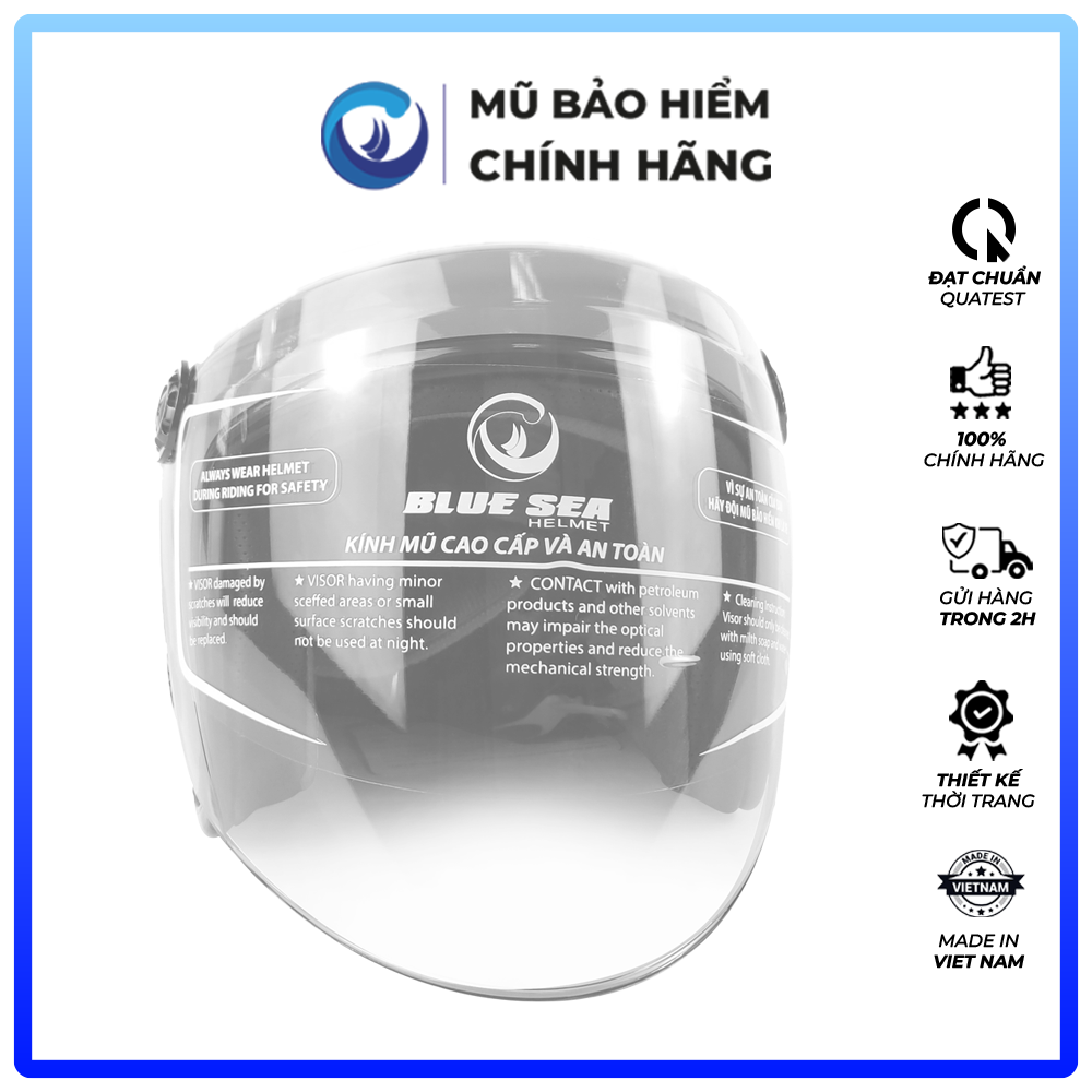 Mũ Bảo Hiểm 3/4 Đầu Có Kính Blue Sea A100K Màu Xanh Rêu Mờ