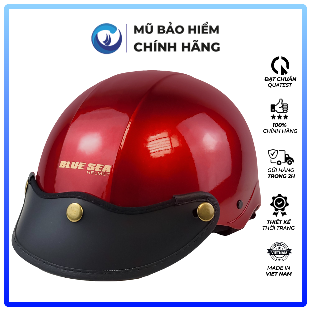 Mũ Bảo Hiểm 1/2 Đầu Blue Sea A104 - Màu Đỏ Đô - Chính Hãng