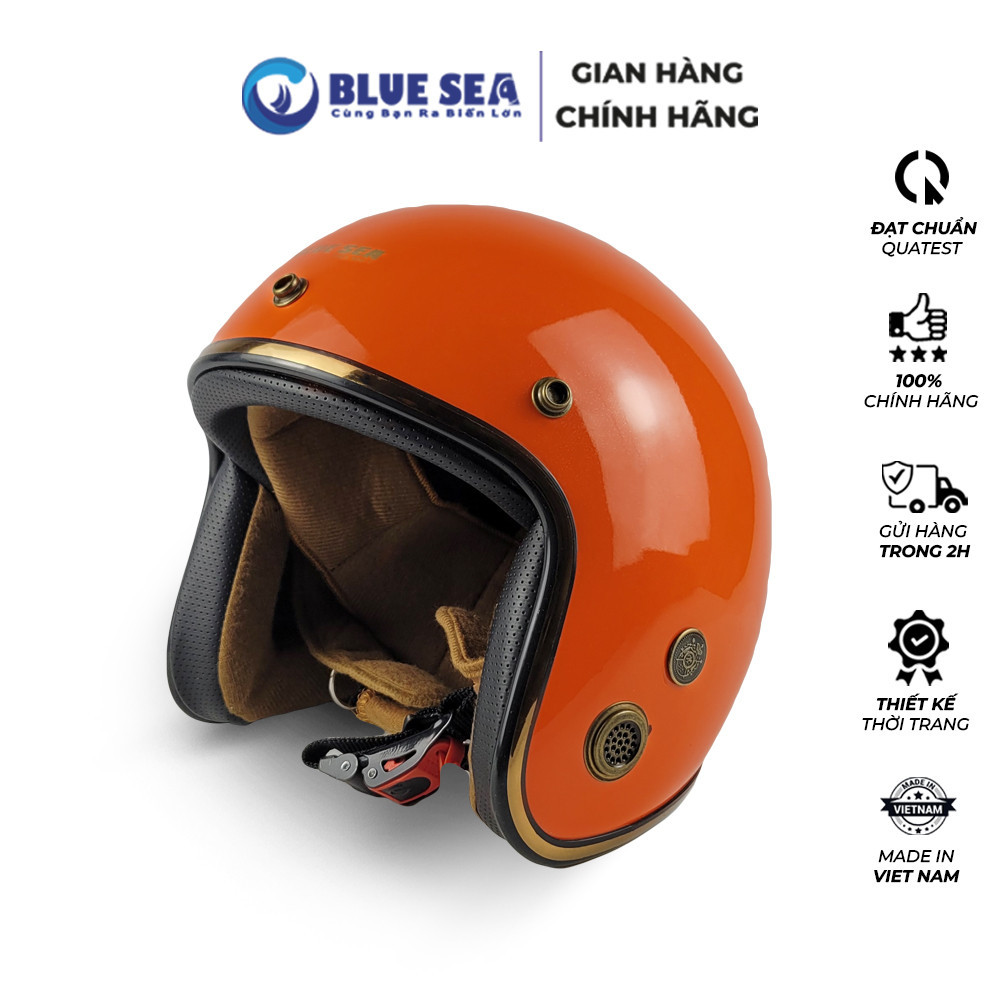 Mũ Bảo Hiểm 3/4 đầu Blue Sea BL34A101 - Kính Rời M139 - Sơn Cao Cấp - Hàng chính hãng