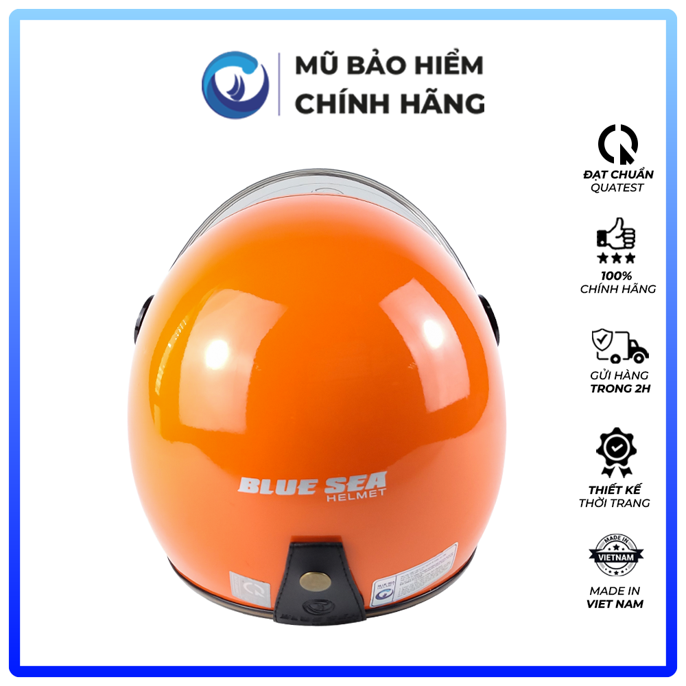 Mũ Bảo Hiểm 3/4 Đầu Có Kính Blue Sea A100K Màu Cam Bóng