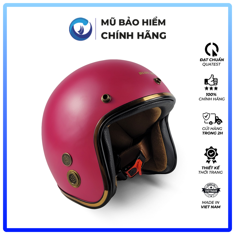 Mũ Bảo Hiểm 3/4 đầu Blue Sea BL34A101 - Kính Rời M139 - Hàng chính hãng