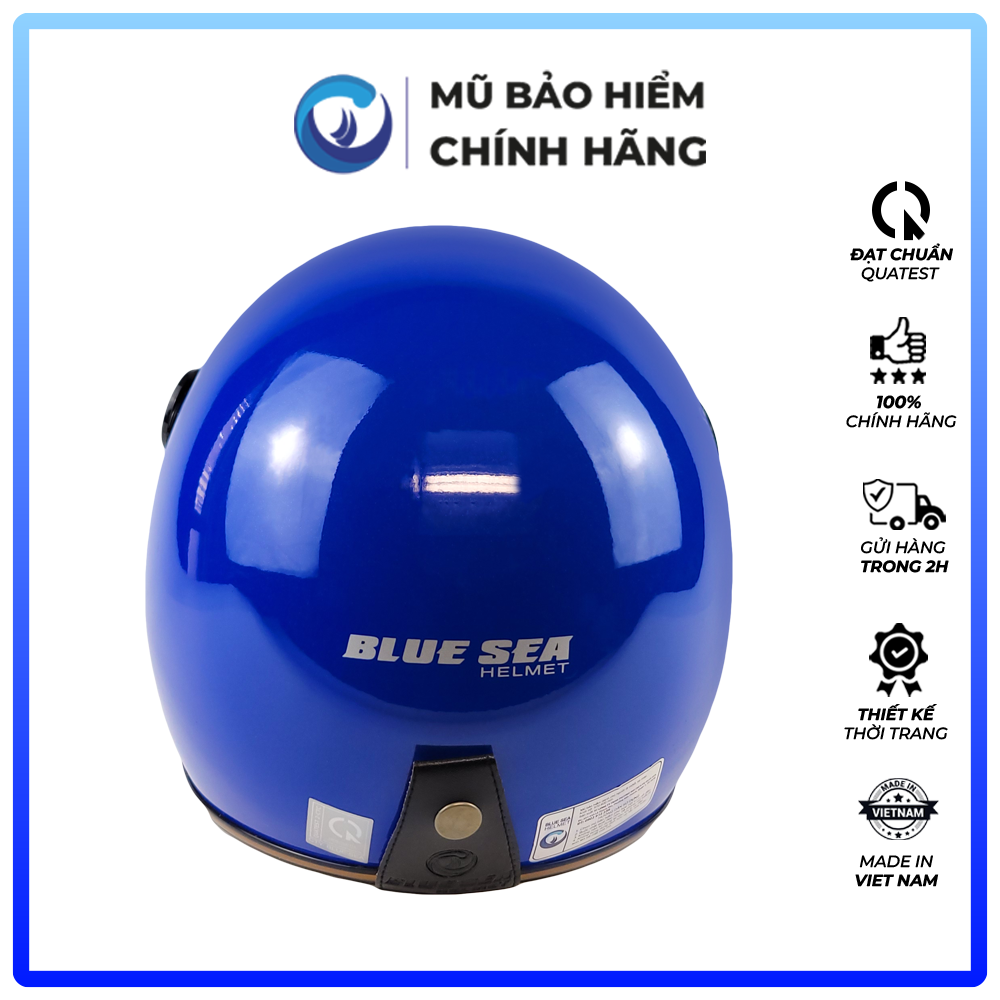 Mũ Bảo Hiểm 3/4 Đầu Có Kính Blue Sea A100K Màu Xanh Bích Bóng