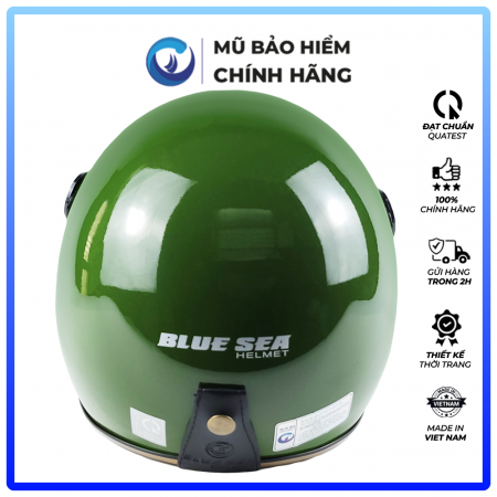 Mũ Bảo Hiểm 3/4 Đầu Có Kính Blue Sea A100K Màu Xanh Rêu Bóng