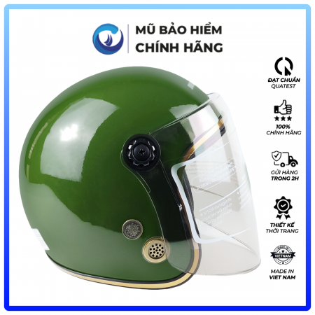 Mũ Bảo Hiểm 3/4 Đầu Có Kính Blue Sea A100K - Sơn Bóng - Chính hãng