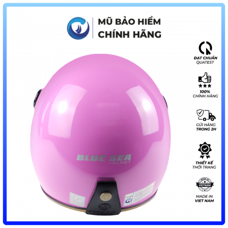 Mũ Bảo Hiểm 3/4 Đầu Có Kính Blue Sea A100K Màu Hồng Phấn Bóng