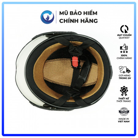 Mũ Bảo Hiểm 1/2 Đầu A366K Màu Đen - Chính hãng